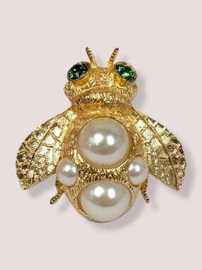Vintage Ivana Faux Pearl Bee Brooch